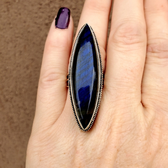 New Huge Labradorite 925 Silver Statement Ring. - Picture 8 of 16
